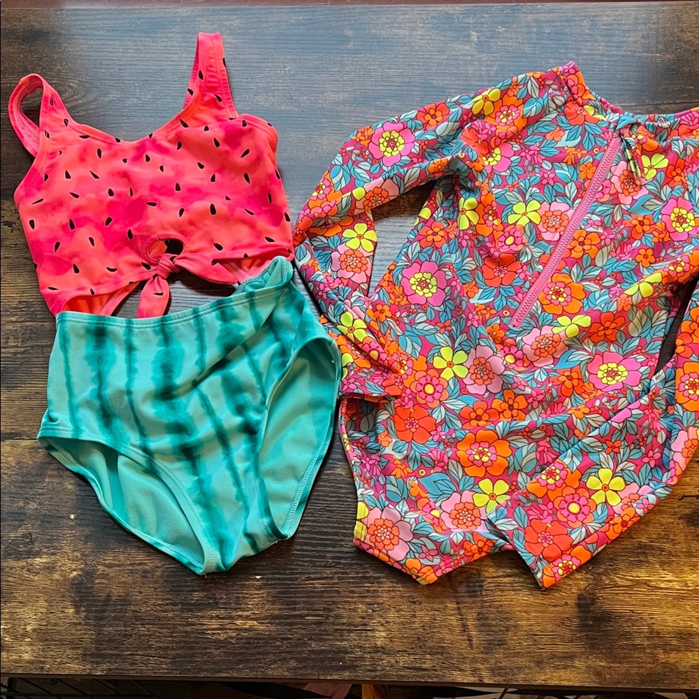 Cat & Jack Watermelon and Floral Kids One Piece Set